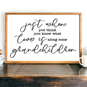 Grandchildren Wood Sign: Framed Gift for Grandparents