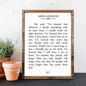 I've Learned Inspirational Quote Wall Art Book Quote Sign Framed Wood Sign