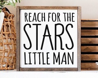 Boy Nursery Little Man Plaque Saying Wood Nursery Decor Handcrafted Baby Boy Sign Nursery Sign Reach For The Stars Little Man