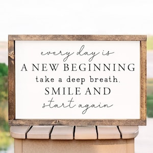 Inspirational Framed Wood Sign: New Beginning, Motivational Decor
