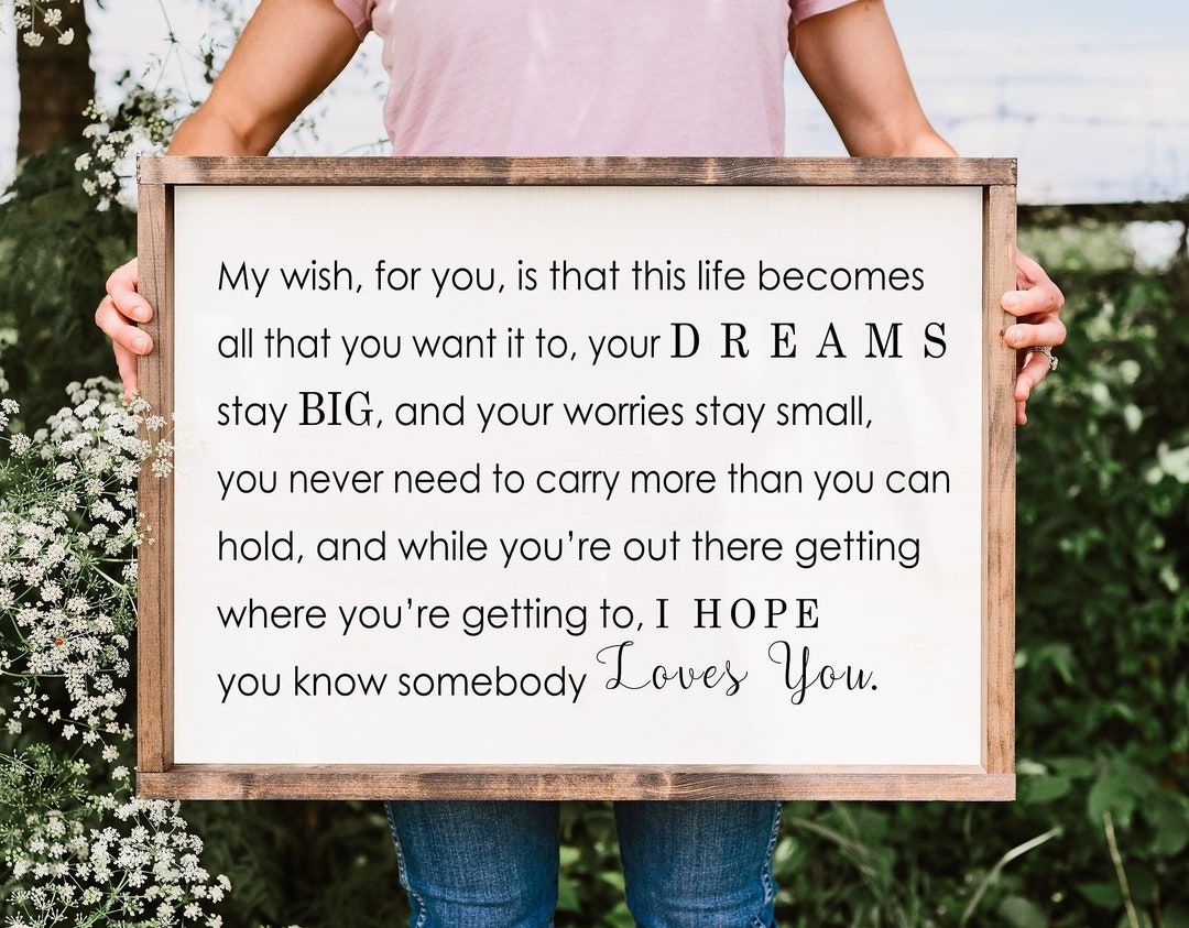 My Wish for You Dreams Big Hope Framed Wood Sign - Etsy