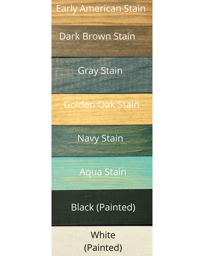 Pu&ograve; includere: Campioni di colore di tinta per legno in otto colori diversi: Early American, Dark Brown, Grey, Golden Oak, Navy, Aqua, Black (Painted) e White (Painted).