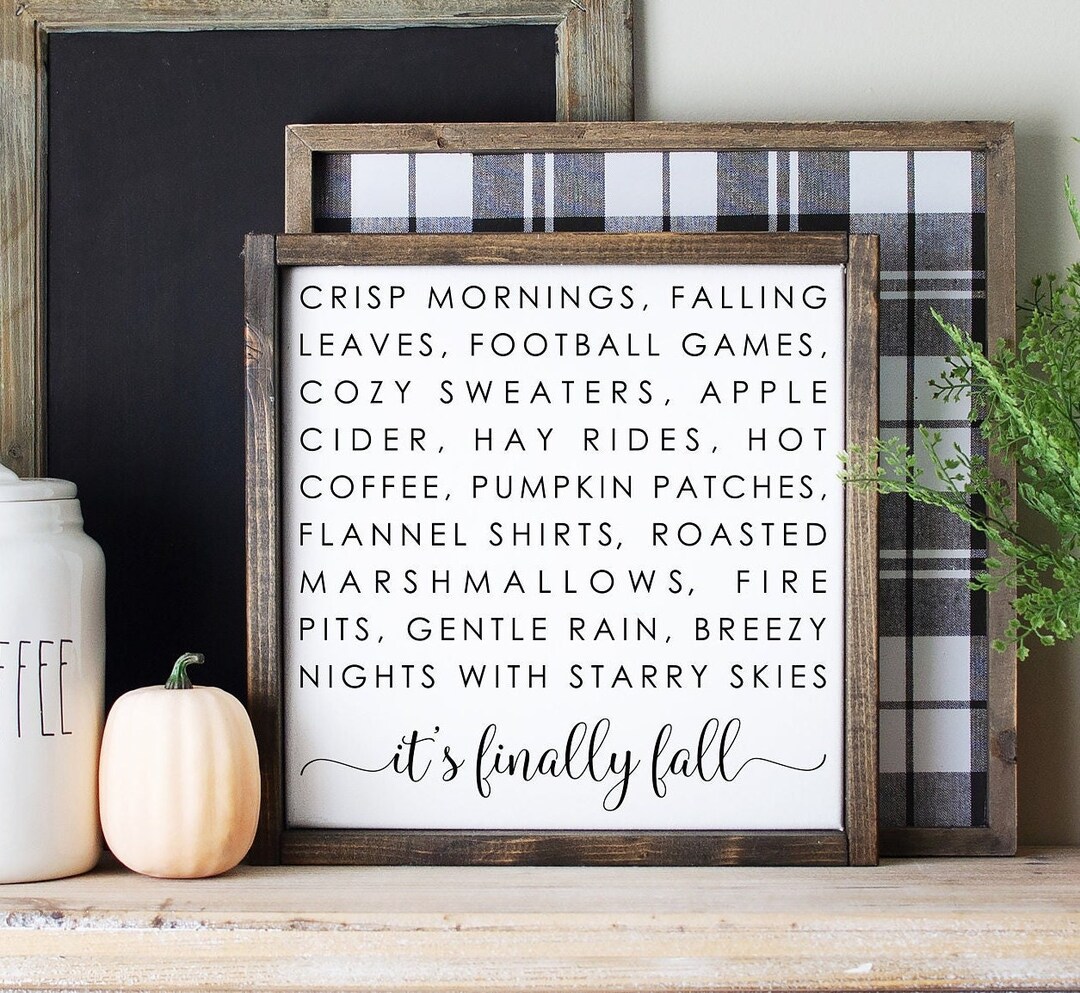 Finally Fall Cozy Autumn Decor, Halloween Accent Fall Wood Framed Sign ...