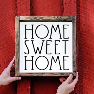 Framed Home Sweet Home Sign: Farmhouse Wood Wall Decor