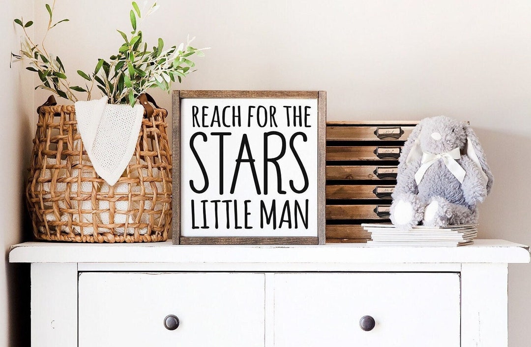 Reach for the Stars Little Man Sign - Handcrafted Wood Nursery Decor - Etsy