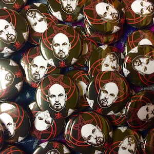 Anton LaVey Button Badge, Church of Satan, Occult Art