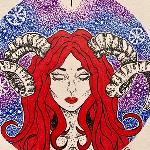 Arte original de Aries, arte astrológico, arte celestial