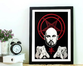 Anton Szandor LaVey A4 Print, Occult art print, satanic art, witchy art