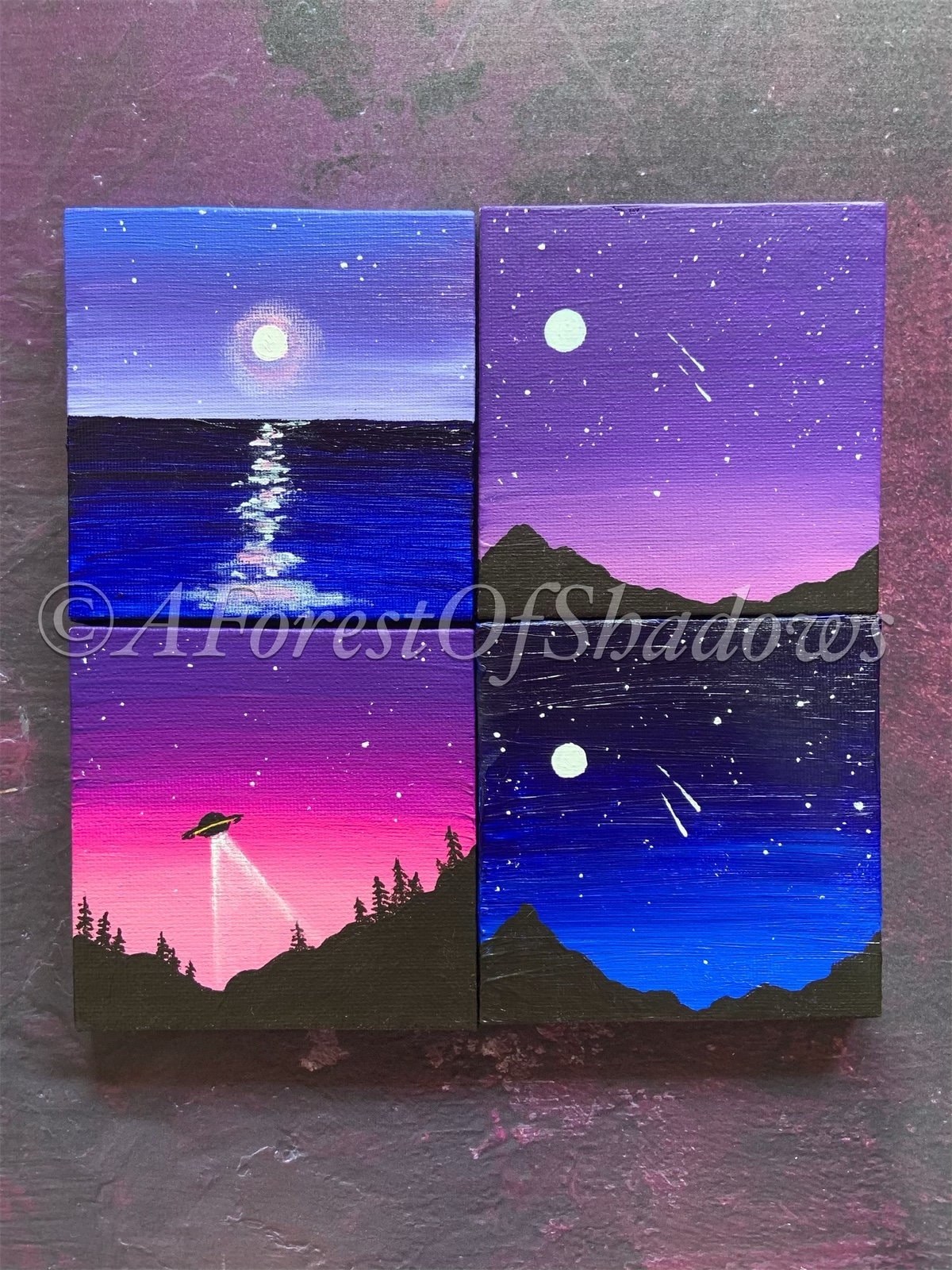 Night Sky Mini Canvas Painting, Moon Art, Celestial Wall Canvas, Alien UFO  Art, Gifts for Stargazers, Stocking Filler Gifts, Witchy Art - Etsy, image size:1200x1600