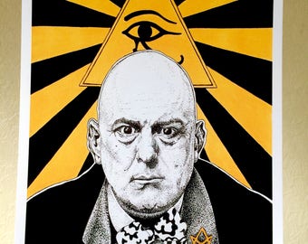 Aleister Crowley A4 Art Print | Occult witchy art | Thelema magick wall art | do what thou wilt | gothic satanic witchcraft