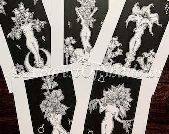 Poison Plant A5 Art Print Altar Card, Mandrake art, hellebore art, aconite art, deadly nightshade art, datura art, witchy wall decor