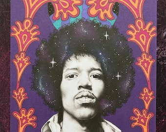 Jimi Hendrix A4 Art Print, Hendrix Experience, Purple Haze art, music lovers gift, retro hippy wall art, psychedelic home decor, guitar art