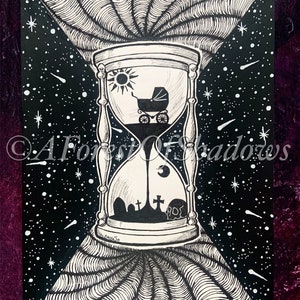 Time Original Artwork, occult art, dark art, psychedelic art, trippy art illustration, gothic wall decor, nihilistic art, Nietzsche wall art