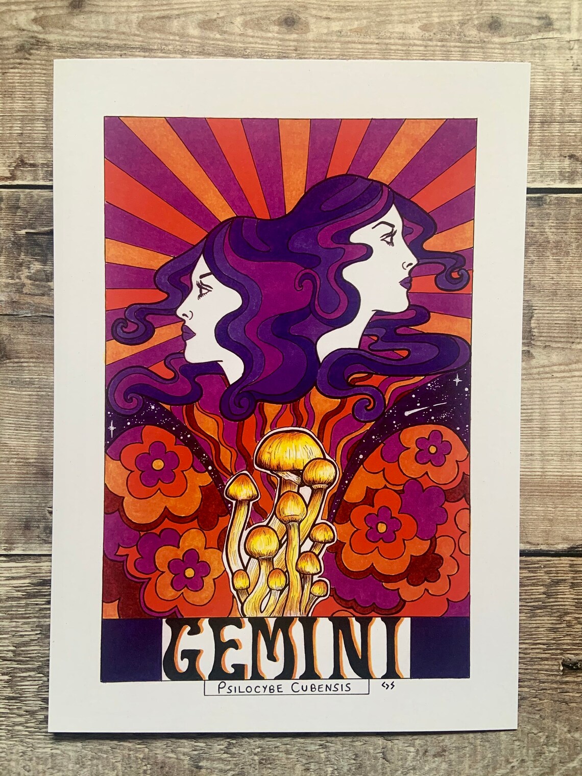 Gemini A4 Art Print | Astrology Zodiac Art | Psychedelic Mushroom Art ...