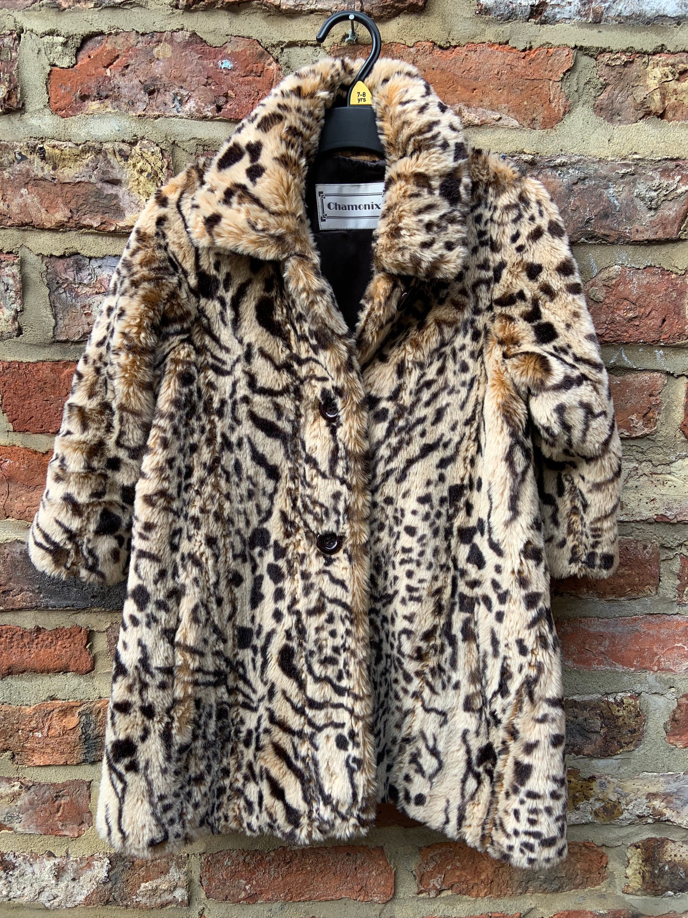 abrigo oscilante Ropa Ropa para niña Chaquetas y abrigos estampado de leopardo Vintage 1970s Faux Fur Child's Coat 