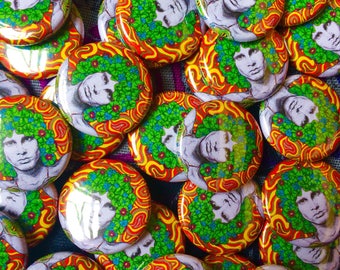Jim Morrison Button Badge | The Doors | Psychedelic trippy Art | 60s 70s rock music lovers gift