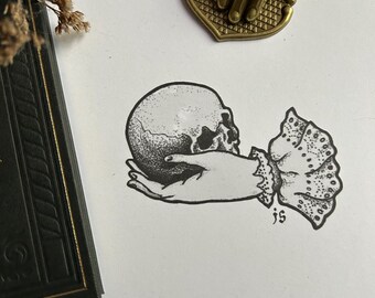 Memento Mori Skull Art Print, Victorian gothic print, Victorian hand art, gothic wall decor, dark academia decor, gifts for goths