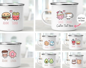 Personalized cute couple mug , Personalized Best Friend Mug, Foodie Enamel Mug  , Best Friend Mug , Couple Mug , Anniversary Gift