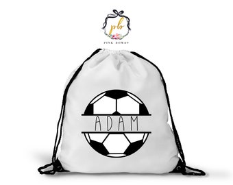 Personalized drawstring bag, Soccer Ball Gym Bag, footBall BackPack, Soccer lover gift, Personalised Gym Bag for Kids, swim bag, school bag