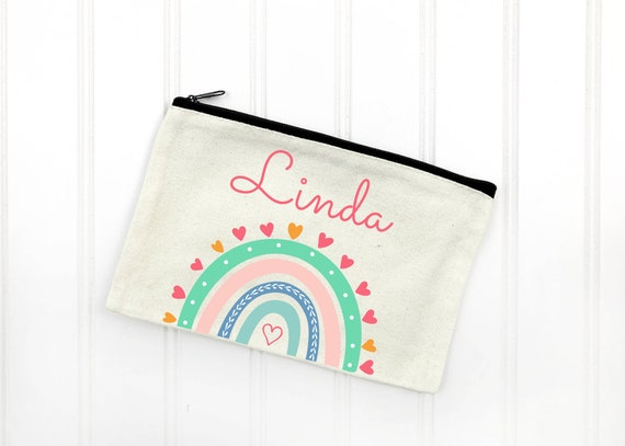 Back to School, Personalized Pencil Case, Pencil Pouch for Girls, School  Supplies Pencil Bag With Name, Kids Pencil Bag, Boho Rainbow 