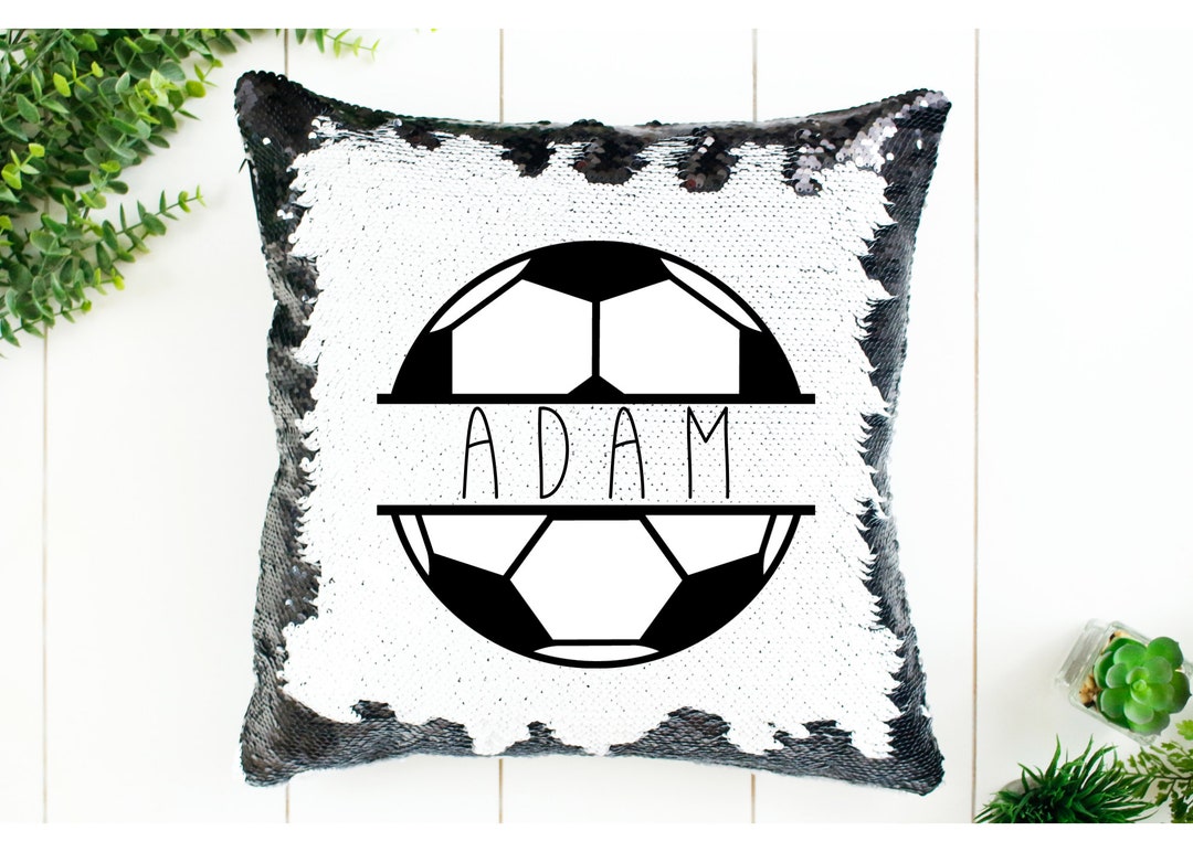 Personalized Soccer Ball Sequin Pillow, Gift for Boys, Custom Sequin