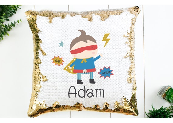 Sequin pillow top for boy