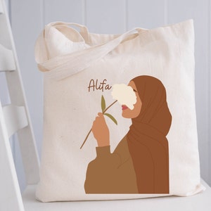 Personalized hijabi Bag, hijab girl Gift, Muslim Girl gift, Abstract Women bag , Custom Tote Bag, islamic gifts, Eid Gift, ramadan gifts