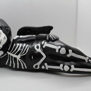 Ooak laying Skeleton angel figurine  - one of a kind, gothic decor, Halloween props, sugar skull