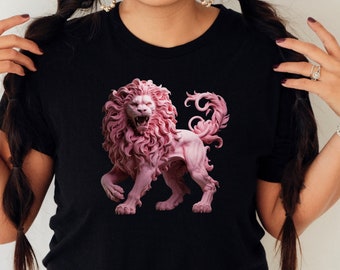 Filigree Pink Lion T-shirt Lion t-shirt Pink Fancy Shirt Courage Shirt Gifts