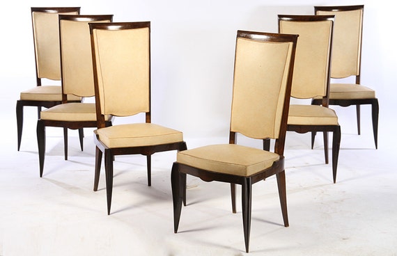 A Set Of Six Tall Back French Dining Chairs Having Upholstered Etsy