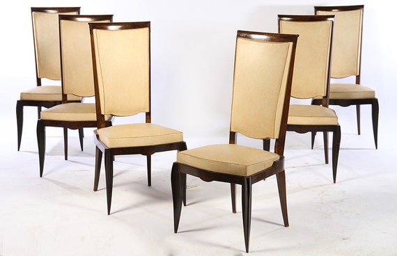 A Set Of Six Tall Back French Dining Chairs Having Upholstered Etsy