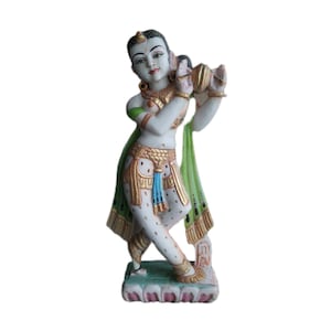 Decorative Marble woman Figure in Dance Music Pose, Decorative Sculpture Figurine Home Decor Old Broken Restored Piece