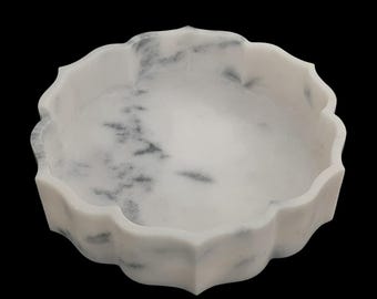 Elegante Tigela de Mármore Hexagonal Feita à Mão - Artesanato Elegante para Decoração e Organização. Decoração para Casa, Presente