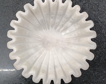 Presente de inauguração de casa, aniversário, Natal, Dia dos Namorados, Dia das Mães, Ação de Graças, Mesa de casa feita à mão, Decorativo, Ripple Ruffle, Tigela de pedra de mármore, 9"