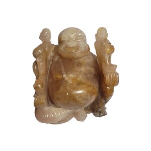 Crystal Harmony: Laughing Buddha Gemstone Sculpture House warming gift