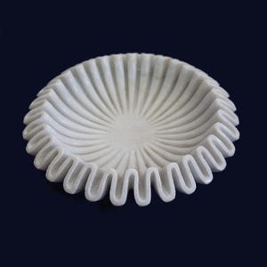 Marble Bowl, Unique Home Decor,  Handmade Bowl, Ripple Bowl,  Ruffle Bowl,  Decorative bowl, Housewarming Gift, Elegant Design