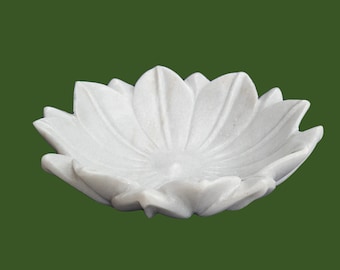 Hand Carved  Marble Lotus Bowl, Marble bowl, fruit bowl, Decorative home decor white marble bowl leaf shape bowl  Gift