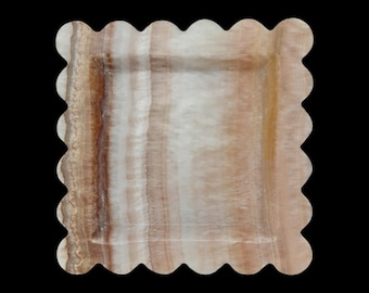 Bandeja de mármore ônix, bandeja quadrada, bandeja de vieira, bandeja de vaidade de mármore, bandeja de joias, bandeja decorativa, bandeja otomana, decoração de casa de mármore