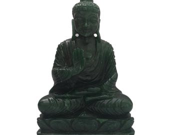 Harmonia de cristal de Buda: estatueta de estátua de Buda sentada para meditação com escultura de pedras preciosas