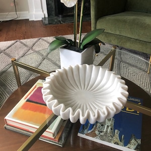 Marble Bowl, Handmade Bowl, Decorative bowl, Marble Ripple Bowl, Ruffle Bowl, House warming gift, Table Decor, Gift for her Home Decor