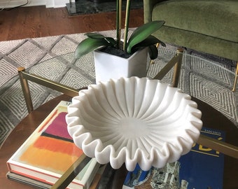 Marble Bowl, Handmade Bowl, Decorative bowl, Marble Ripple Bowl, Ruffle Bowl, House warming gift, Table Decor, Gift for her Home Decor