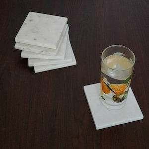 Set of 6 Marble Coaster, wine coaster, stone coaster, gifts, Kitchen decor,  Home decor square coaster, Home gift, house warming gift