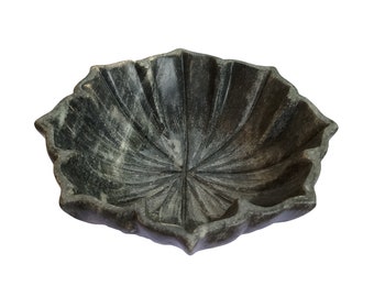 Decorative Vintage Black Marble Lotus Flower bowl, fruit bowl, handcarved  antique black Cantina Bowl,  Decorative home decor
