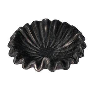 Decorative Vintage Black Marble Ripple bowl, hand carved  antique black Cantina Bowl,  Decorative home decor