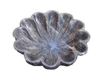 Decorative Vintage Black Marble Floral Fruit bowl, Flower bowl, handcarved  antique black Cantina Bowl,  Decorative home decor