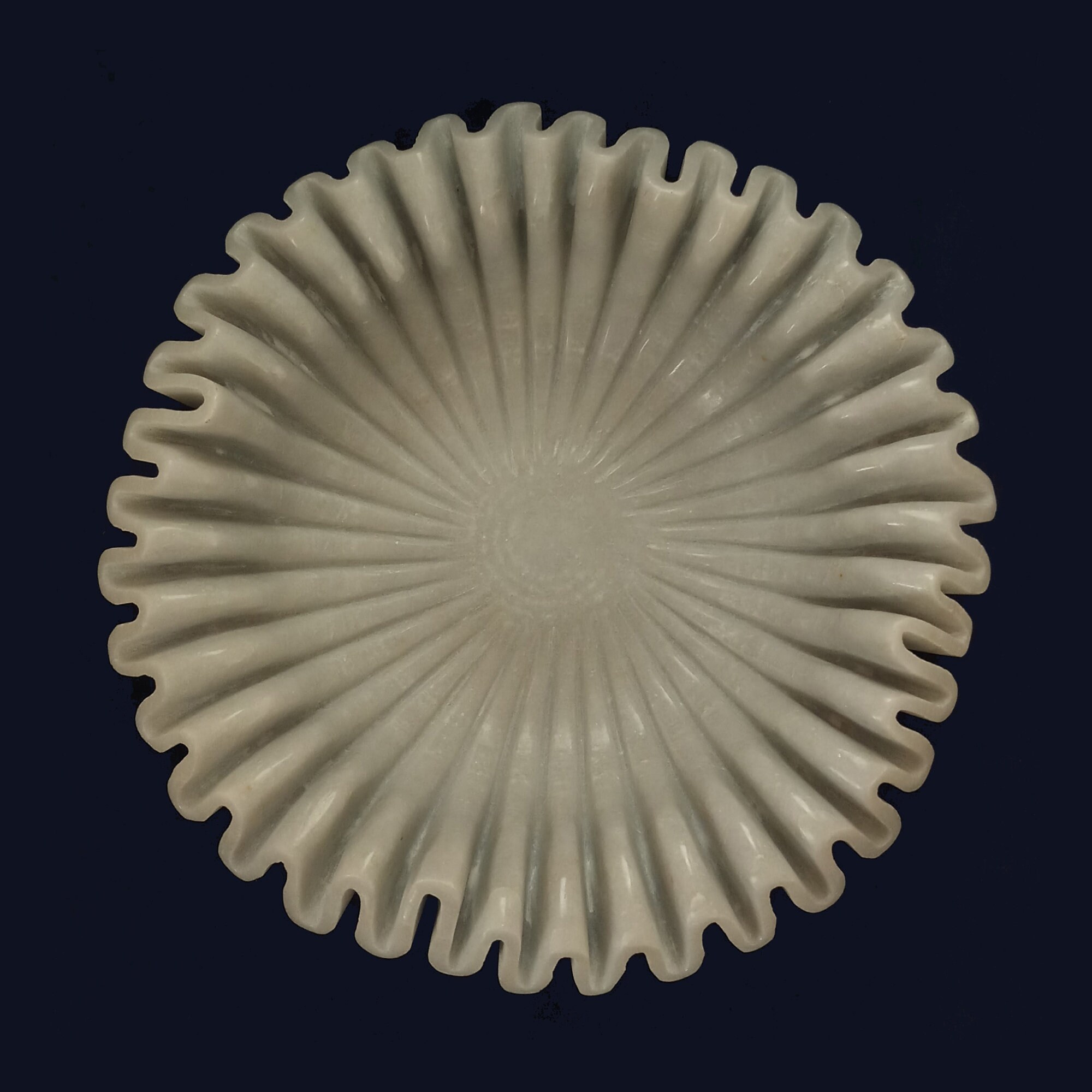 리플 장식 대리석 그릇 플루티드 그릇 손으로 조각한 홈 장식 흰색 대리석 그릇 집 온난화 선물 테이블 장식-Freehip.co.kr