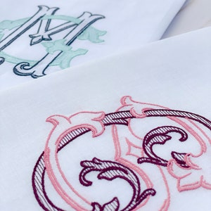 CUSTOM 2-Letter Intertwined Monogram Linen Hand Towel