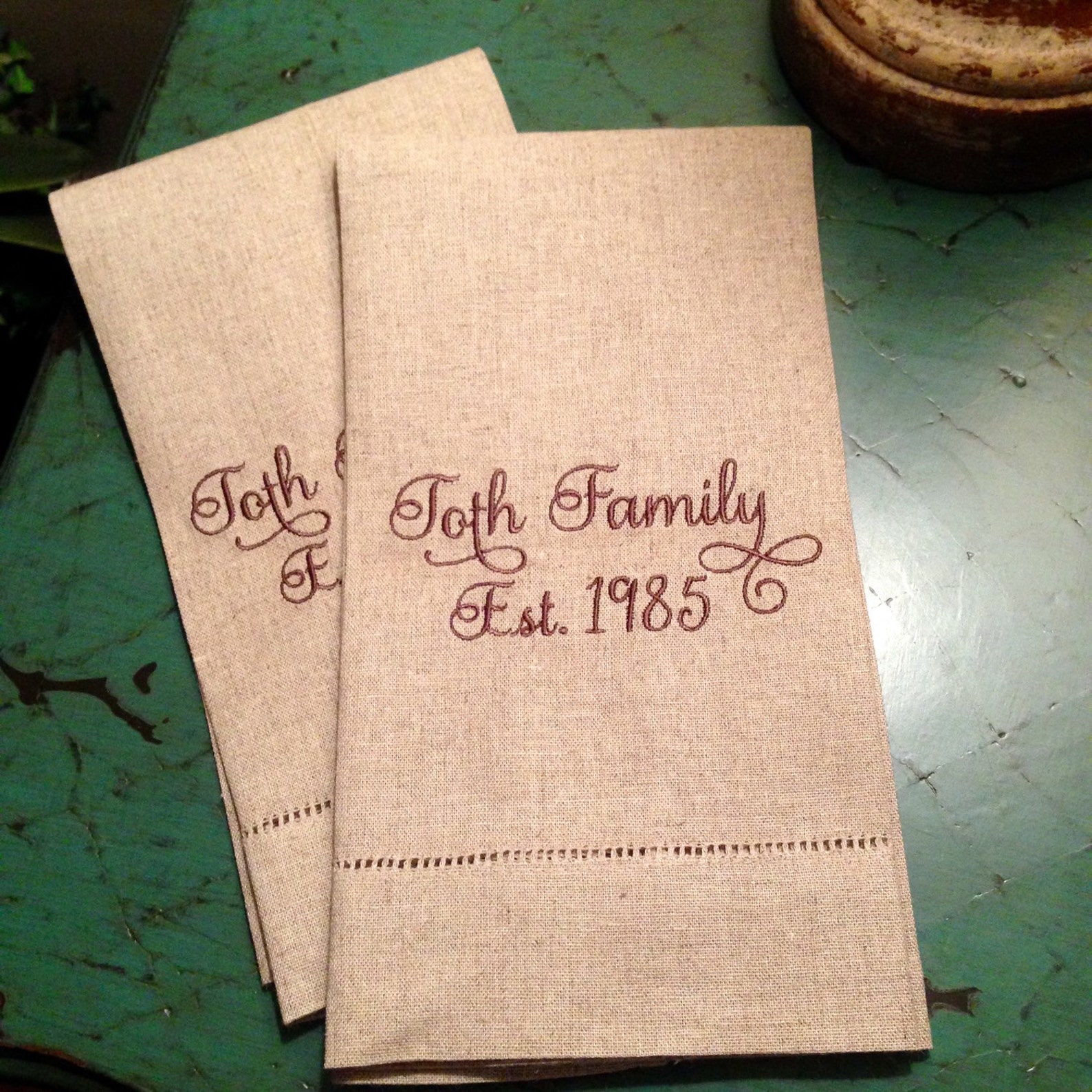 Natural Linen Personalized Hand Towels Etsy