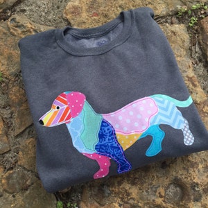 Appliqué Patchwork Dachshund Sweatshirt