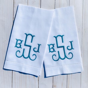 Linen Monogrammed Hand Towels - Set of 2